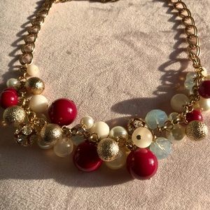 [SOLD: DEPOP] Gold & Cranberry Statement Necklace